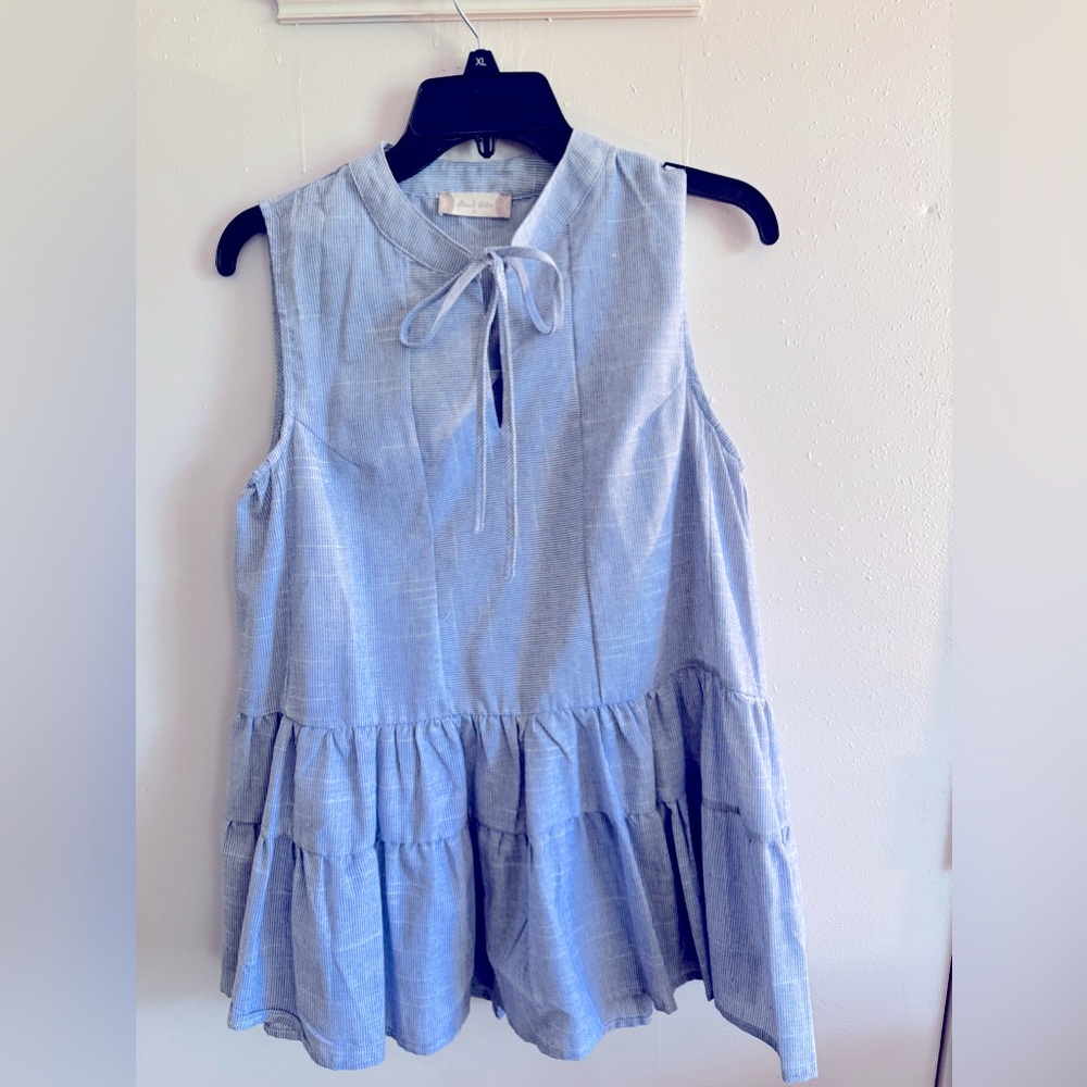 Altar’d state blue and white tunic